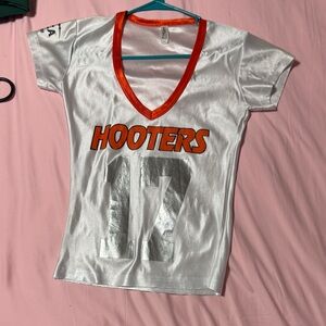 Hooters White and Orange V-Neck Jersey